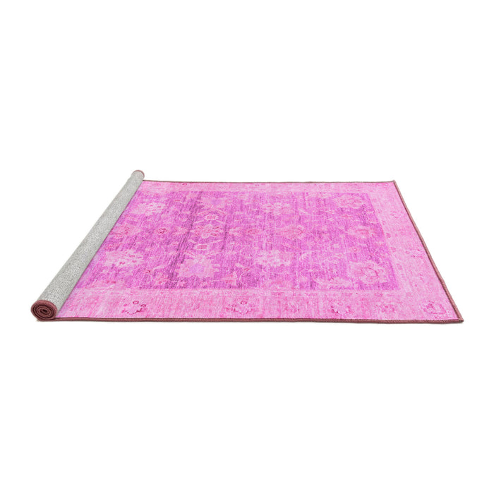 Sideview of Machine Washable Oriental Pink Traditional Rug, wshabs3714pnk