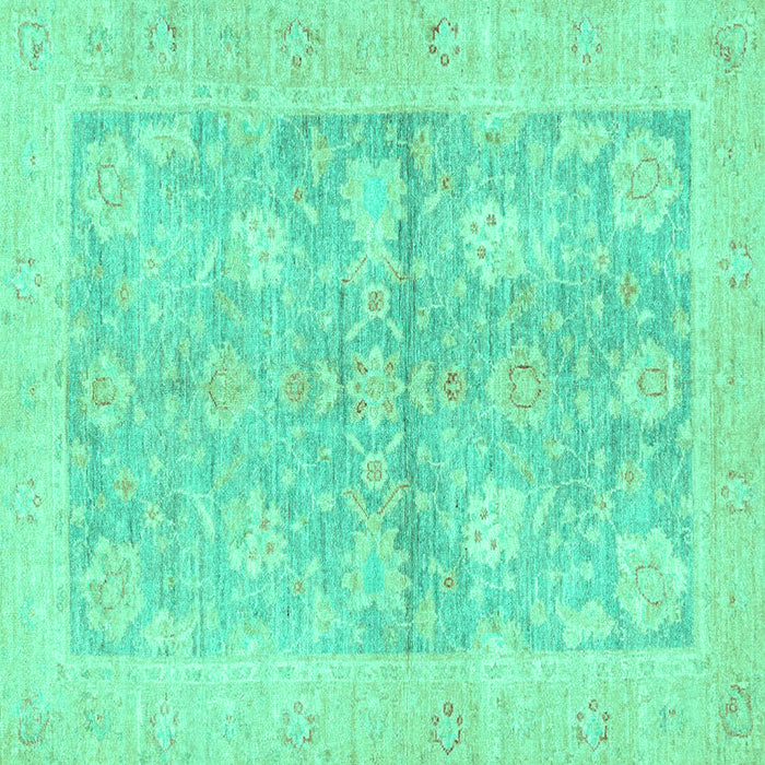 Square Machine Washable Oriental Turquoise Traditional Area Rugs, wshabs3714turq