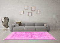 Machine Washable Oriental Pink Traditional Rug, wshabs3714pnk