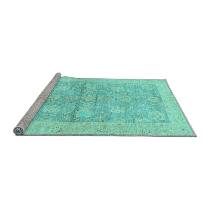 Sideview of Machine Washable Oriental Light Blue Traditional Rug, wshabs3714lblu
