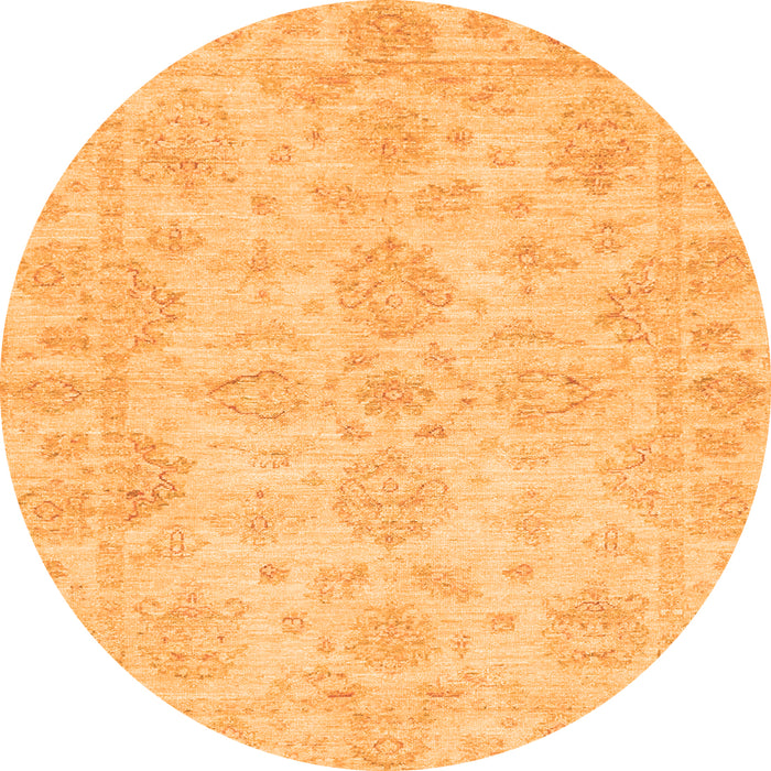Round Machine Washable Oriental Orange Traditional Area Rugs, wshabs3715org