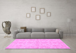 Machine Washable Oriental Purple Traditional Area Rugs in a Living Room, wshabs3715pur