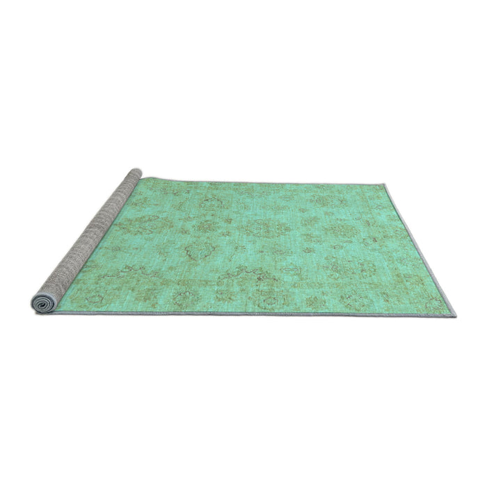 Sideview of Machine Washable Oriental Light Blue Traditional Rug, wshabs3715lblu