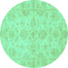 Round Oriental Turquoise Traditional Rug, abs3715turq