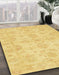 Abstract Bold Yellow Oriental Rug in Family Room, abs3715