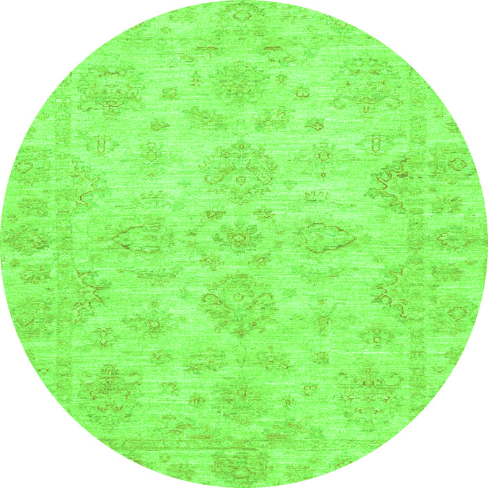 Round Machine Washable Oriental Green Traditional Area Rugs, wshabs3715grn