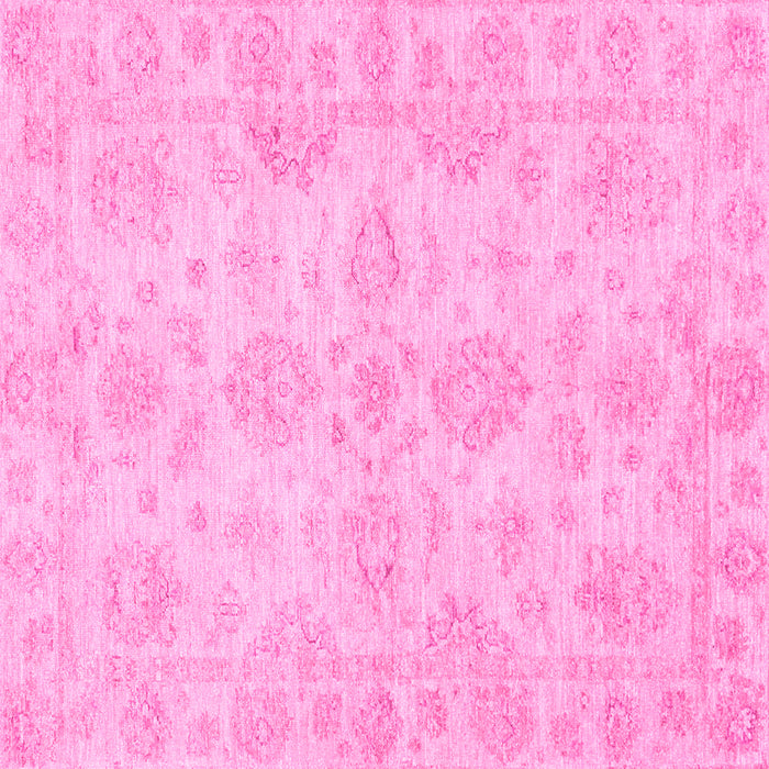Square Machine Washable Oriental Pink Traditional Rug, wshabs3715pnk