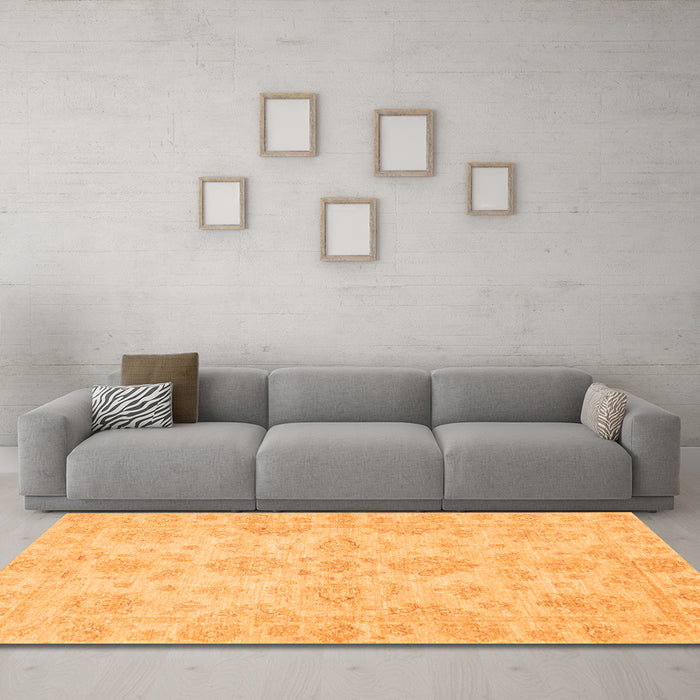 Machine Washable Oriental Orange Traditional Area Rugs in a Living Room, wshabs3715org