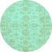 Round Oriental Light Blue Traditional Rug, abs3715lblu