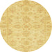 Round Abstract Bold Yellow Oriental Rug, abs3715