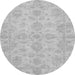 Round Machine Washable Oriental Gray Traditional Rug, wshabs3715gry