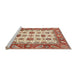 Sideview of Machine Washable Abstract Red Rug, wshabs3716