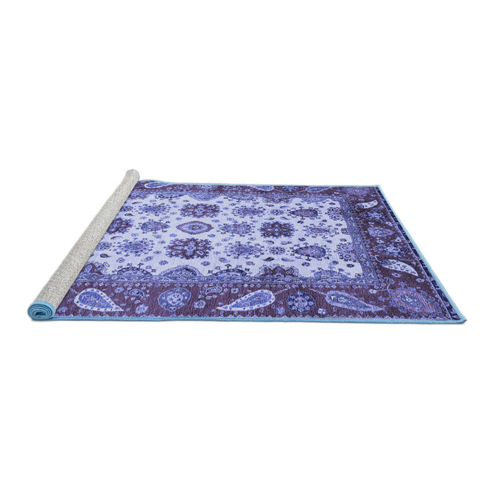 Sideview of Machine Washable Abstract Blue Modern Rug, wshabs3716blu