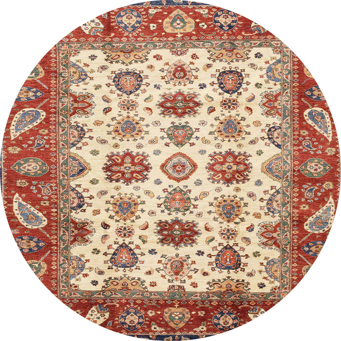 Round Machine Washable Abstract Red Rug, wshabs3716