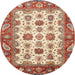 Round Machine Washable Abstract Red Rug, wshabs3716