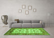 Machine Washable Abstract Green Modern Area Rugs in a Living Room,, wshabs3716grn