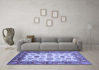 Machine Washable Abstract Blue Modern Rug, wshabs3716blu