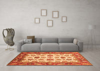 Machine Washable Abstract Orange Modern Rug, wshabs3716org