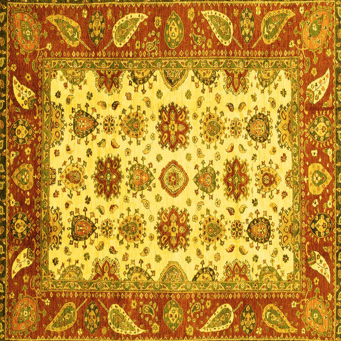 Square Machine Washable Abstract Yellow Modern Rug, wshabs3716yw
