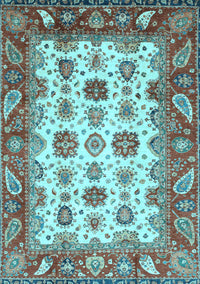 Abstract Light Blue Modern Rug, abs3716lblu