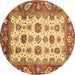 Round Machine Washable Abstract Brown Modern Rug, wshabs3716brn