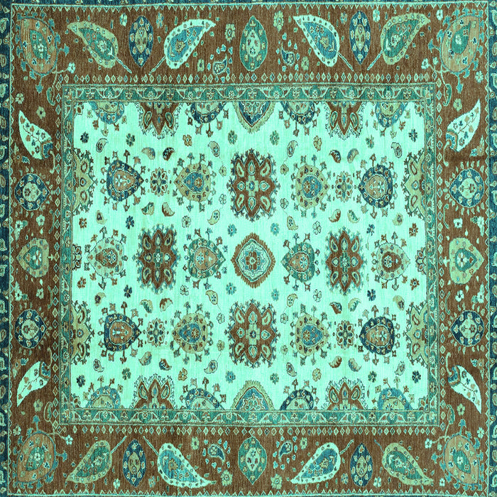 Square Abstract Turquoise Modern Rug, abs3716turq