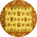 Round Machine Washable Abstract Yellow Modern Rug, wshabs3716yw