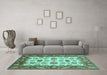 Machine Washable Abstract Turquoise Modern Area Rugs in a Living Room,, wshabs3716turq