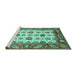 Sideview of Machine Washable Abstract Turquoise Modern Area Rugs, wshabs3716turq