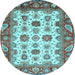 Round Abstract Light Blue Modern Rug, abs3716lblu