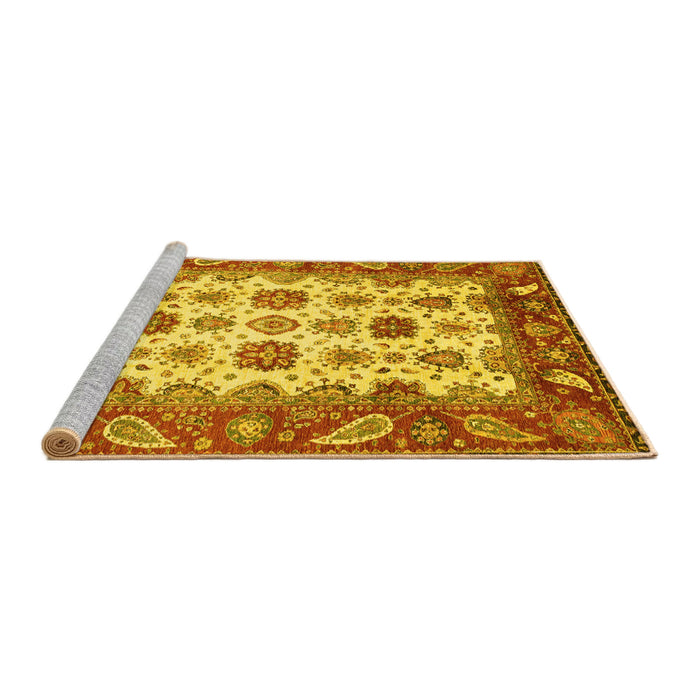 Sideview of Machine Washable Abstract Yellow Modern Rug, wshabs3716yw