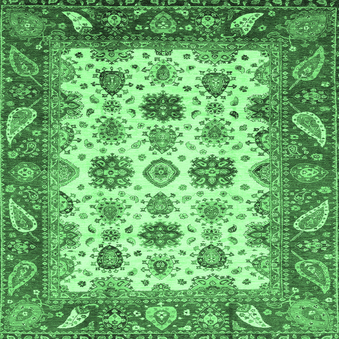 Square Machine Washable Abstract Emerald Green Modern Area Rugs, wshabs3716emgrn