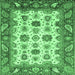 Square Machine Washable Abstract Emerald Green Modern Area Rugs, wshabs3716emgrn