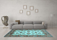 Machine Washable Abstract Light Blue Modern Rug, wshabs3716lblu