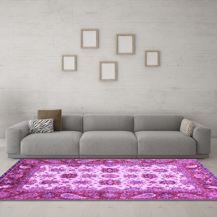 Machine Washable Abstract Purple Modern Area Rugs in a Living Room, wshabs3716pur