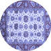 Round Machine Washable Abstract Blue Modern Rug, wshabs3716blu