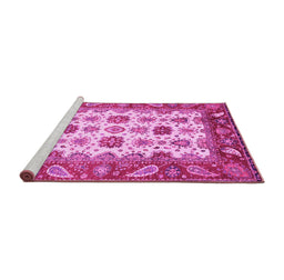 Sideview of Machine Washable Abstract Pink Modern Rug, wshabs3716pnk