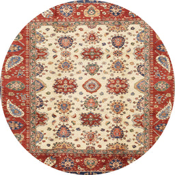 Round Abstract Red Modern Rug, abs3716