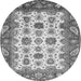 Round Machine Washable Abstract Gray Modern Rug, wshabs3716gry