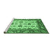 Sideview of Machine Washable Abstract Emerald Green Modern Area Rugs, wshabs3716emgrn