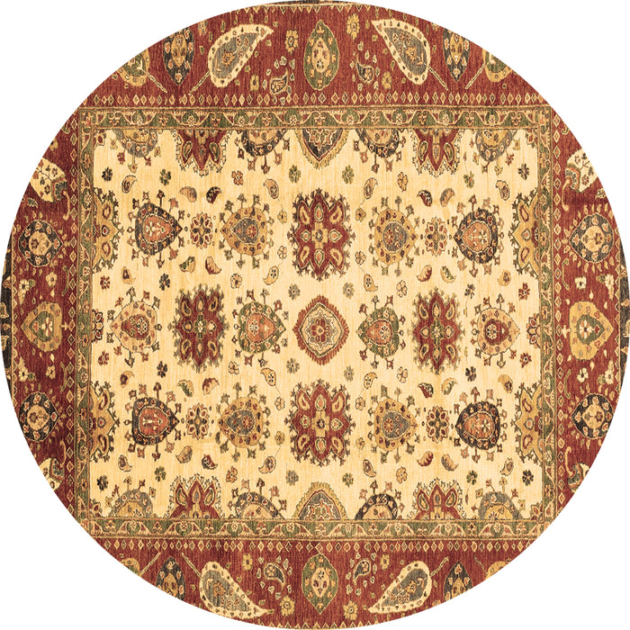 Round Abstract Brown Modern Rug, abs3716brn