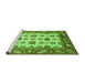 Sideview of Machine Washable Abstract Green Modern Area Rugs, wshabs3716grn