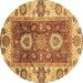 Round Machine Washable Abstract Brown Modern Rug, wshabs3717brn