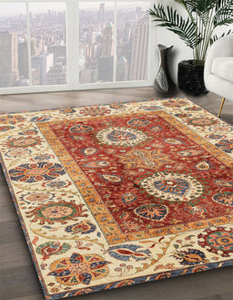 Abstract Yellow Modern Rug in Family Room, abs3717