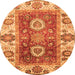 Round Abstract Orange Modern Rug, abs3717org