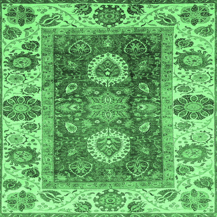 Square Machine Washable Abstract Emerald Green Modern Area Rugs, wshabs3717emgrn