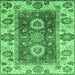 Square Machine Washable Abstract Emerald Green Modern Area Rugs, wshabs3717emgrn