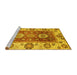 Sideview of Machine Washable Abstract Yellow Modern Rug, wshabs3717yw