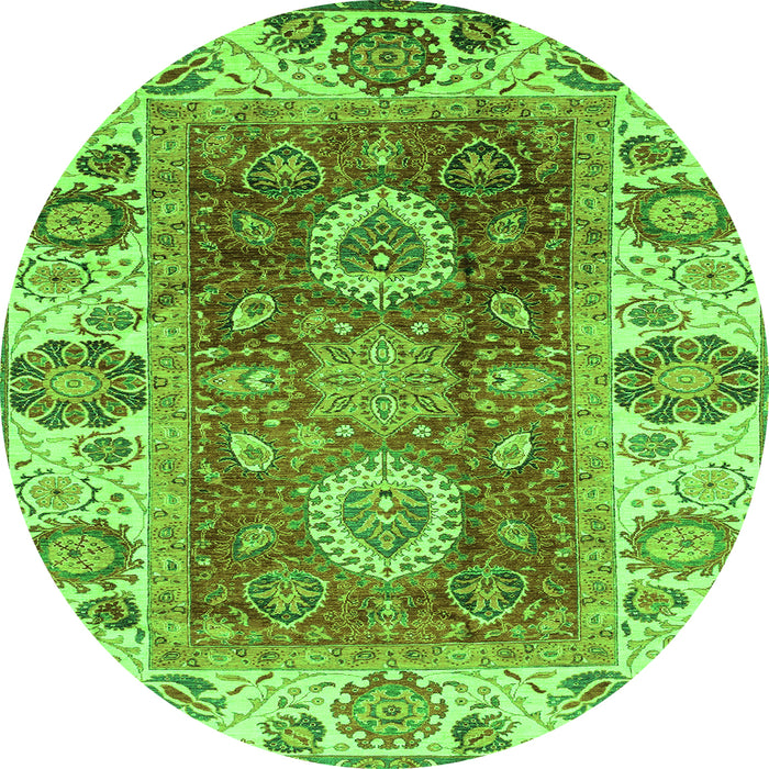 Round Machine Washable Abstract Green Modern Area Rugs, wshabs3717grn