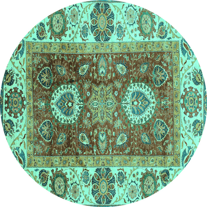 Round Abstract Turquoise Modern Rug, abs3717turq